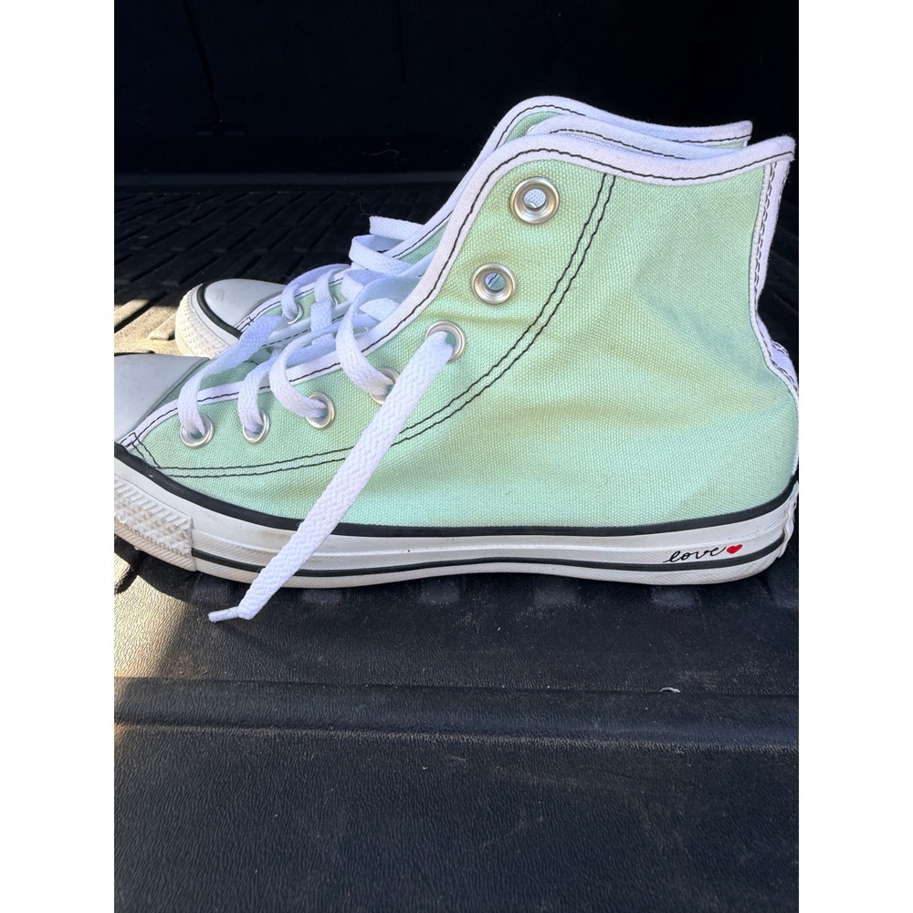 Converse Chuck Taylor All Star High Top Mint Green Love Heart A02171C Womens 8 - Picture 2 of 7